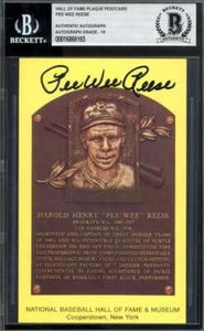 Pee Wee Reese Gem Mint 10 Beckett BAS Signed Gold HoF Plaque Postcard Autograph - Picture 1 of 2