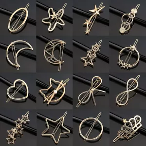 Triangle Moon Hairpin Frog Clip Simple Hair Clips Gold Hairpins Vintage Barret ` - Picture 1 of 33