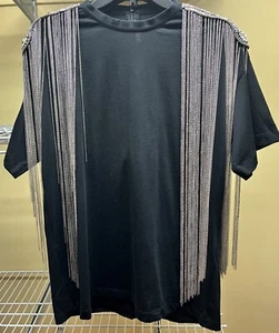 Christopher Kane Chain Broch Medium Weight Jersey Black T-Shirt Size Medium New - Picture 1 of 13