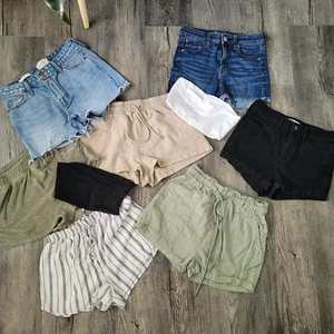 Lote de 12 pantalones cortos y tops American Eagle & more denim desgastados talla pequeña para jóvenes - Imagen 1 de 22
