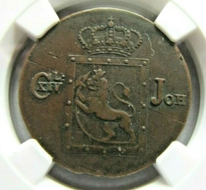 Norway KM295 2 Skilling 1825 copper, NGC VF 35 BN.  Scarcer year ! - Picture 1 of 3