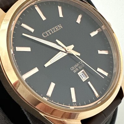 Citizen Quartz Men's Rose Gold Calendar Brown Leather Watch 42MM BI1033-04E - Image 1 of 4