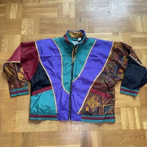 Westbound Windbreaker Size M 90s Sport Color Block Jacket Teal Purple Vintage - Picture 1 of 13