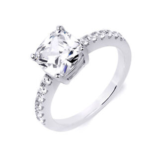 3.1 Carat CZ Cushion Cut Promise Engagement Ring For Her Solid Silver Size 5-9