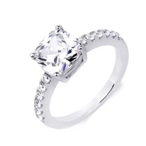 3.1 Carat CZ Cushion Cut Promise Engagement Ring For Her Solid Silver Size 5-9 - Picture 1 of 7