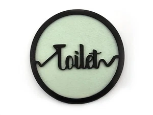 Toilet Door Sign Modern Round Shaped Choice of Colours Wooden Home Decor Stylish - Picture 1 of 4