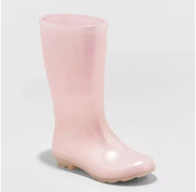 Botas de chuva Cat And Jack rosa brilho translúcido cintilante PROVA D'ÁGUA tamanho 13 - Imagem 1 de 3