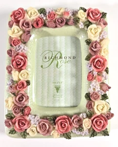 2" x 3" Dezine handgemalt Mini Blumen Rosen Bild Fotorahmen - Bild 1 von 6