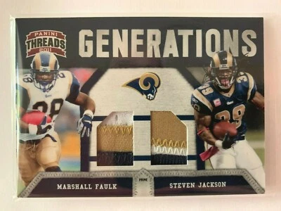 2011 PANINI THREADS GENERATIONS PRIME MARSHALL FAULK & STEVEN JACKSON #3 RAMS 50 - Image 1 of 2