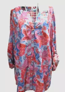BLUE ILLUSION Womens Cotton Paisley Top/Blouse 3L (18-20) RRP $149.99 - NWT - Picture 1 of 10