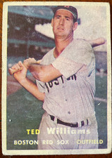 TED WILLIAMS  1957  TOPPS   Baseball Card -  WEAR  - VINTAGE!
