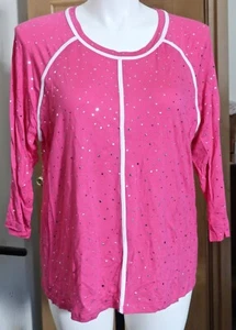 Nuevo C.D. Blusa Daniels Talla Grande 1X Rosa Rayón Spandex Manga 3/4 Blanco Tubería - Imagen 1 de 7