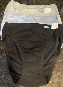 Jockey 4 Pr Women's Panties, Size 6 Gray Briefs , Black / Size 7 Blue Briefs NWT