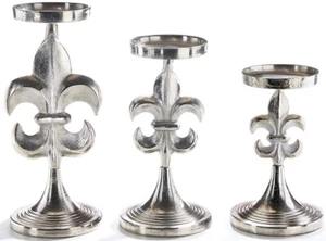 Kerzenhalter Kerzenständer Kerzenleuchter LILY - aus Metall - in silber - S/3 - Bild 1 von 8