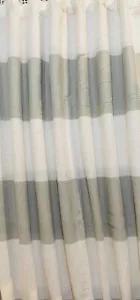 Envogue Striped Waffle Gray White 100% Cotton Weave Fabric Shower Curtain - Picture 1 of 14