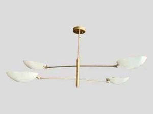 4 light Mid Century Raw Brass Sputnik Chandelier Light Fixture Italian Chandelie - Picture 1 of 5