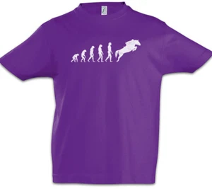 Riding Evolution Boys T-Shirt Rider Horse Horses Human Fun Charles Darwin Races - Picture 1 of 1