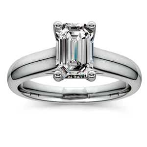 Solitaire .80 Carat Emerald Cut Diamond Engagement Ring 14k White Gold VVS2 G - Picture 1 of 4
