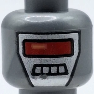 Lego Flat Silver Minifigure Head Alien with Red Visor, Mouth Squares 3626cpb1027 - Picture 1 of 1
