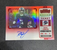 2022 CONTENDERS RED ZONE ON CARD AUTO VARIATION #115 DRAKE LONDON RC
