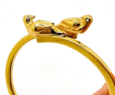 Difícil de encontrar! Brazalete Brazalete con Bisagras Kate ks Spade Besando Canarias Tono Dorado Love Birds Foto 1 de 4