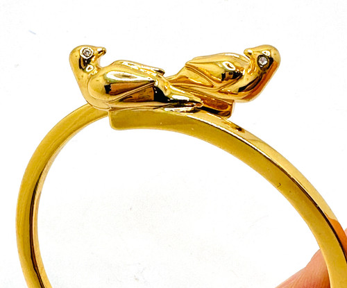 KATE SPADE HTF! Braccialetto con Cerniera Kate ks Spade Baci Canarini Tono Oro Love Birds