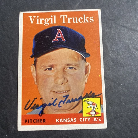 1958 Topps Virgil Trucks Kansas City A's Autographed Card #277 JSA Authentic Cover