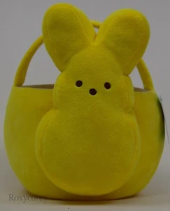 Peeps Easter Halloween 9" Yellow Bunny Plush Tote Basket  NWT - Picture 1 of 1
