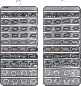80 Zippered Pockets Hanging Jewelry Organizer for Holding Jewelries Dual-Sided A - Picture 1 of 12