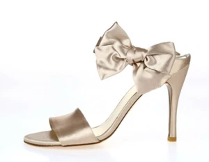 Womens STUART WEITZMAN Champagne Silk Slingback Bow Fancy Sandals Size 11 M - Picture 1 of 6