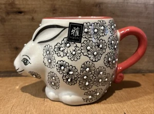 Yokohama Studios Rabbit Bunny Mug Cup Handpainted Floral Design Miyabi EUC - Picture 1 of 9