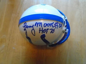Mini casco Lenny Moore autografiado Indianapolis Colts HOF 1975 - Imagen 1 de 4