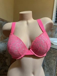 Woman's Very Sexy Push Up Padded Pink Lace Bra 38B Victoria's Secret - Picture 1 of 22
