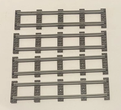 Lego Train Track Straight Gray Rails 4.5v with Sleeper Plates 3228b 4166a - Image 1 of 2