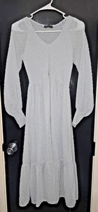 Damen Größe Small Kleid Mode hellblau lange transparente Ärmel dehnbar 45" lang - Bild 1 von 17
