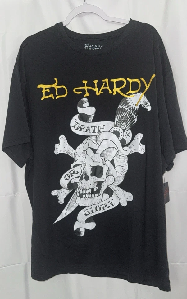 ED HARDY SKULL DAGGER DEATH OR GLORY MENS SHIRT SIZE 2X NEW - Image 1 of 1
