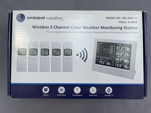 Ambient Weather Station WS-3000-x5 New in Box, Wireless 5 Channel Color Weather - Picture 1 of 5