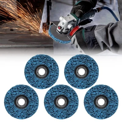 5X 115mm 4.5" Angle Grinder Poly Strip Wheel Discs Paint Rust Remove Abrasive