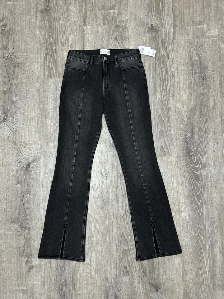 Abercrombie Kids Girls 15/16 High Rise Flare Jeans 26x29 Black Dark Wash NWT  - Image 1 of 4