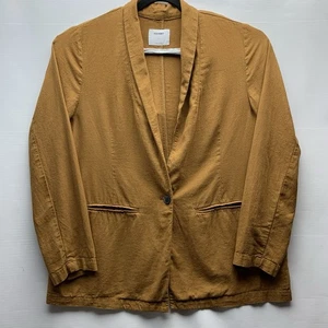 Old Navy Womens Linen Blend Blazer Large Brown Unstructured Career Lightweight - Picture 1 of 7