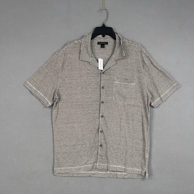 Banana Republic Shirt Mens Large Beige Striped Linen Resort Camp Collar Pocket - Image 1 of 4
