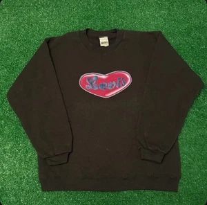Vintage 80s 90s LEVIS Heart Love Logo VTG Crewneck Sweater Girls Youth M USA - Picture 1 of 3