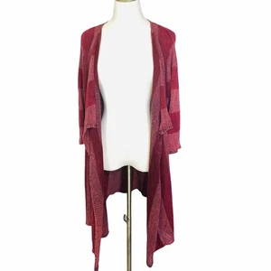 NWT Soft Surroundings open knit cardigan SMALL Dark Red Striped NEW Fall Jewel - Imagen 1 de 9