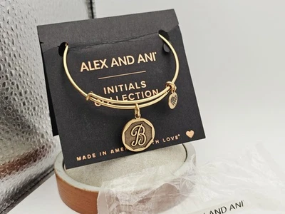 Alex and Ani 金色 " Initial B Monogram" Charm Bangle 手镯 ✨️ 全新  — 第 1/4 张图片