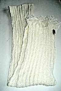 Ladies Chenille Scarf Ivory & Midnight Blue One Size NEW - Picture 1 of 4