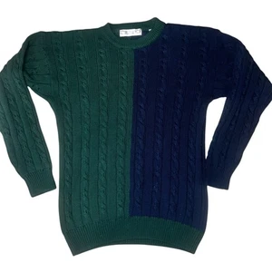 Vintage Zopfmuster Colorblock Fischer adretter Pullover John Ashford Größe Small - Bild 1 von 5
