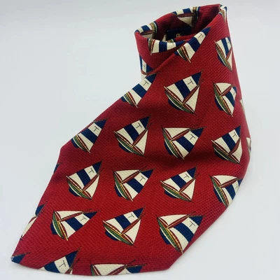 Corbata Tommy Hilfiger vintage seda náutica roja azul marino hecha a mano en velero EE. UU. Foto 1 de 4