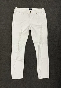 Bebe Denim White Jeans Damen Mid Rise Stretch Größe 29 Distressed Cropped - Bild 1 von 4