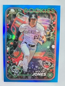 2024 Topps Holiday BLUE METALLIC GLITTER H115 Nolan Jones, Colorado Rockies - Picture 1 of 2