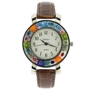 Reloj GlassOfVenice Serena Murano Millefiori con correa de cuero - marrón - Imagen 1 de 7